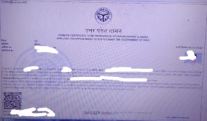 Central caste certificate image